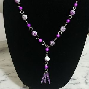 Purple pizzaz! Glass beaded necklace